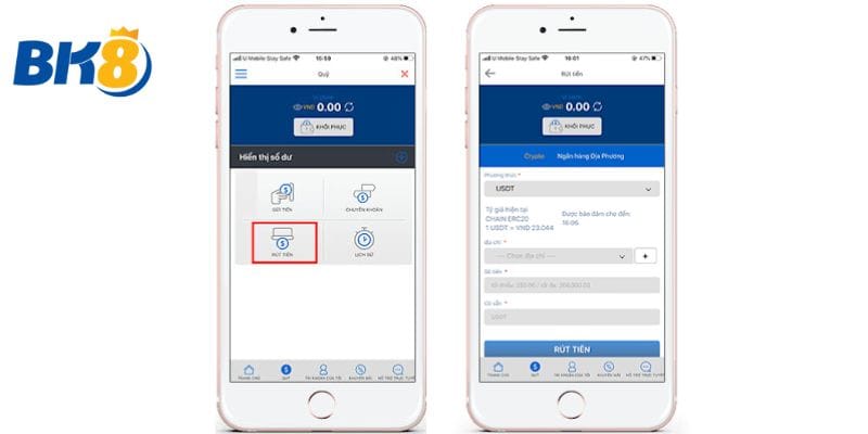 Rút Tiền BK8 Hướng Dẫn Thành Công Trong Vòng 2 Phút  2 Rút tiền tại BK88 bằng phương thức Crypto nếu bạn đã có ví Crypto