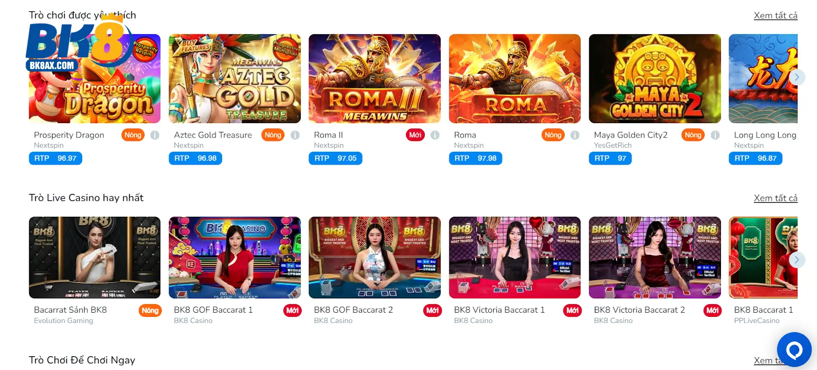Các sản phẩm hot nhất tại sảnh bắn cá BK8 trực tuyến
